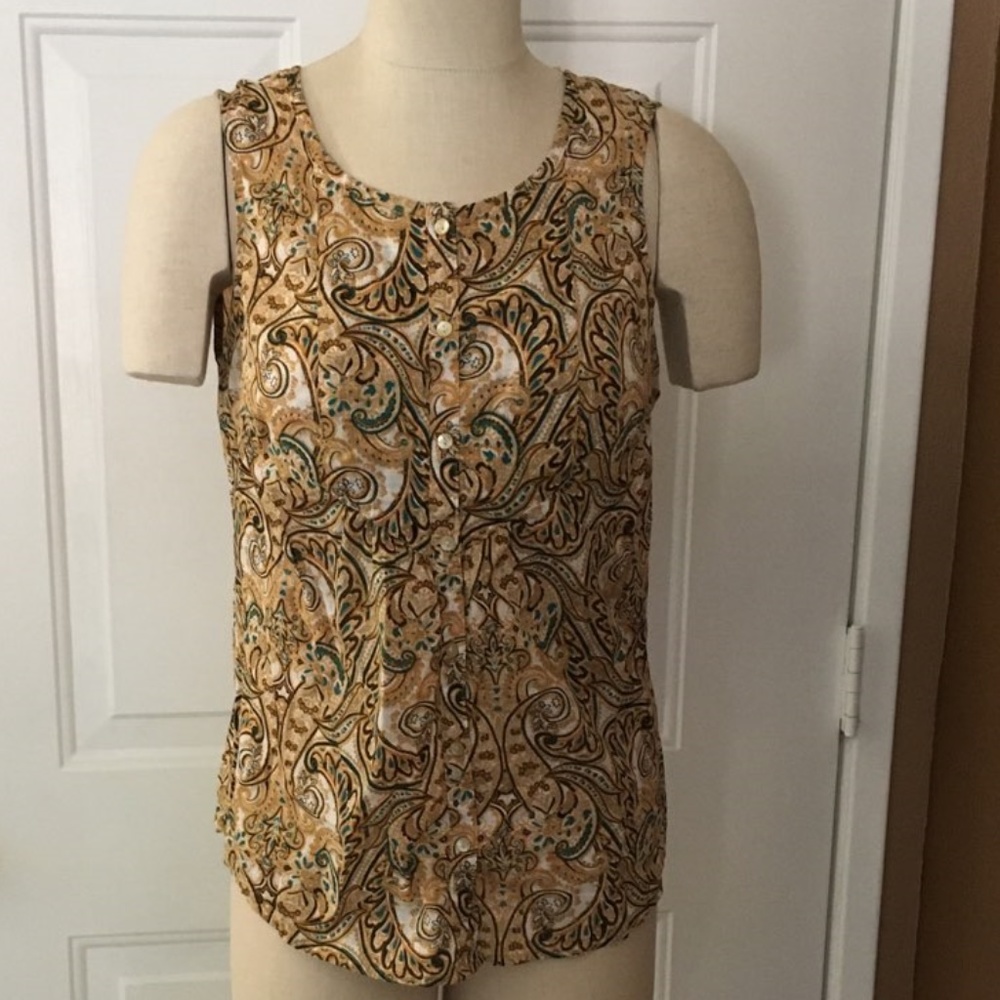Croft&Barrow Golden Paisley Sleeveless Blouse